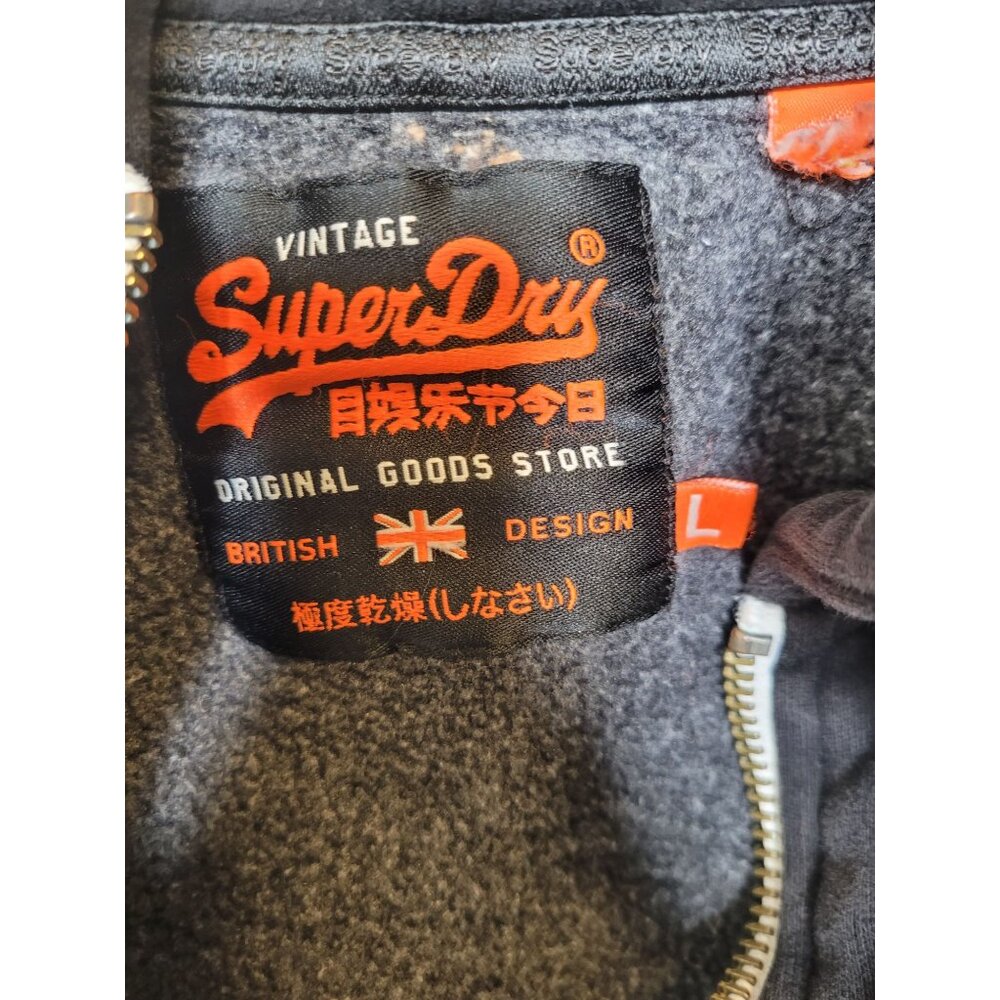 Superdry Mens Camouflage Hoodie L Black Gray Bleached distressed Grunge streetwe - Picture 3 of 6